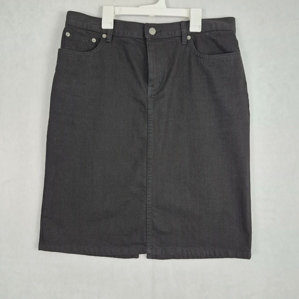 Lauren Ralph Lauren Black Denim Skirt Size 10 Knee Length Five Pocket